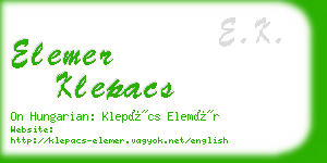elemer klepacs business card
